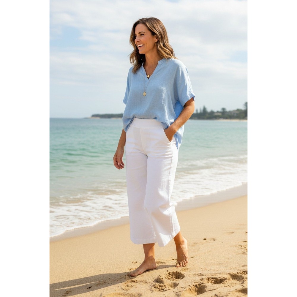Anna & Ava White Wide Leg Cropped small Jeans NWT Stretch High Rise